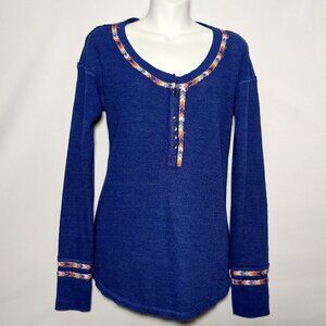 We The Free People Top Size Med Hensley Blue NEW